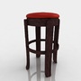3d bar stool leather model