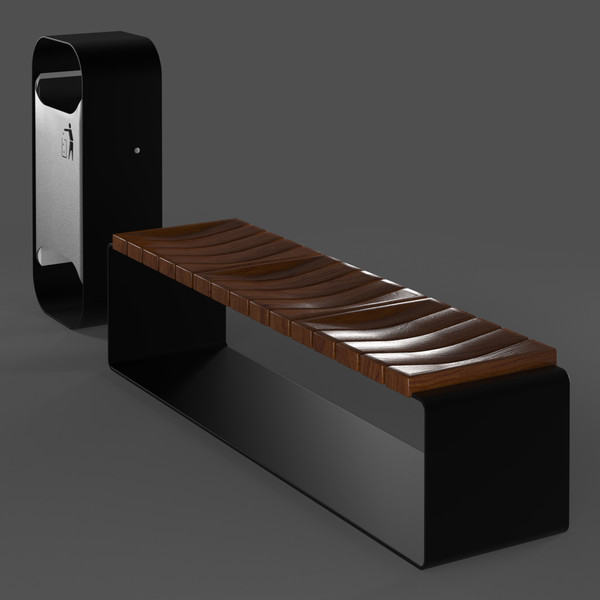 3d model of oval bench set - Oval Bench Set... by arch.3d
