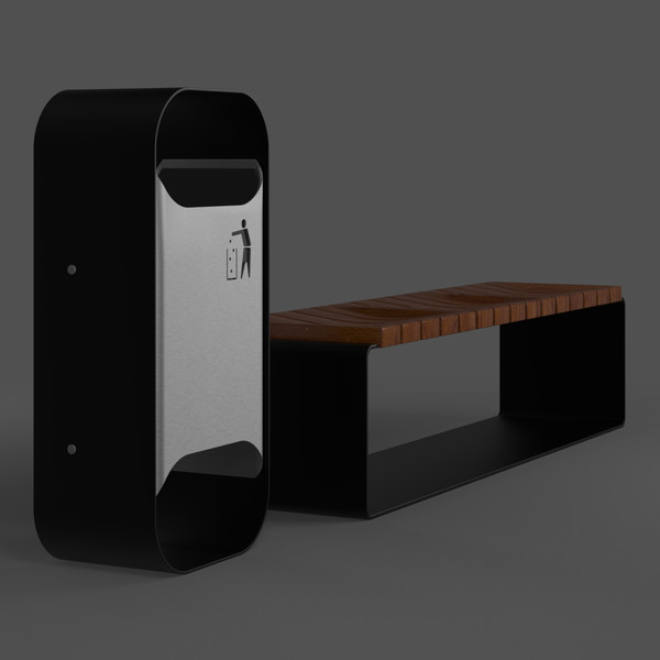 3d model of oval bench set - Oval Bench Set... by arch.3d