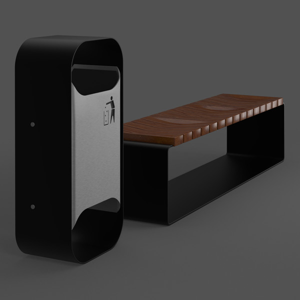 3d model of oval bench set - Oval Bench Set... by arch.3d