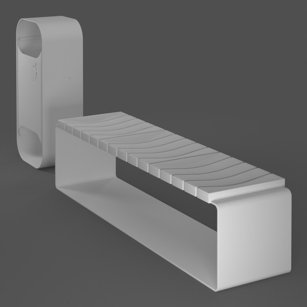 3d model of oval bench set - Oval Bench Set... by arch.3d
