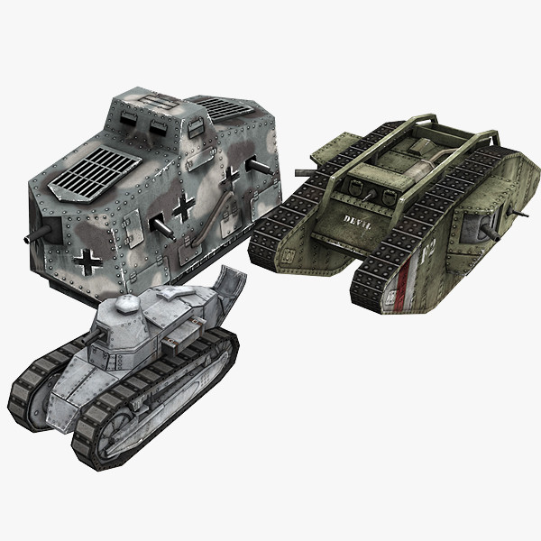 world war tank treads 3d model - World War I Tank Pack... by Hobgob