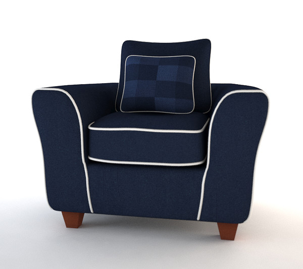 3ds max blue armchair sofa couch - Blue Armchair Sofa with Throw Pillow... by Carl Herring