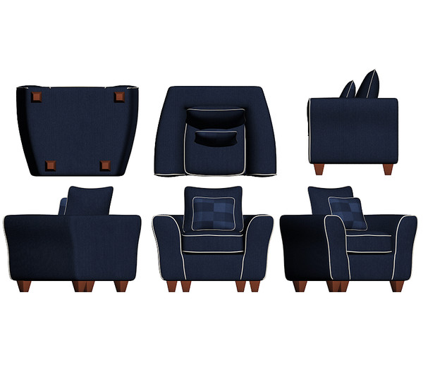 3ds max blue armchair sofa couch - Blue Armchair Sofa with Throw Pillow... by Carl Herring