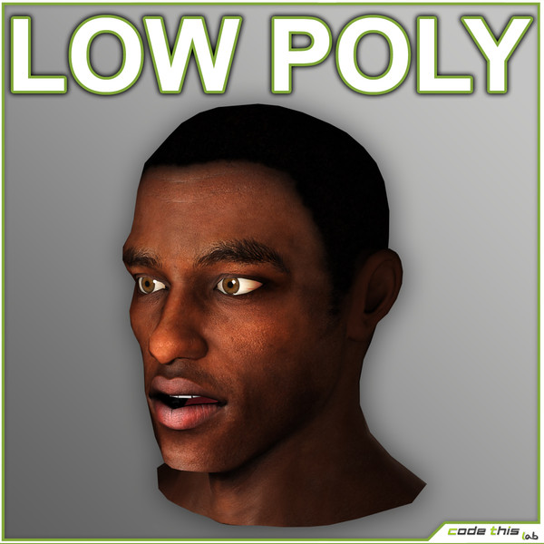 human head max - Low Poly Black Male Head... by codethislab