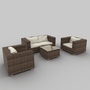 rattan seat set 23 3d model