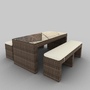 rattan seat set 24 3d model