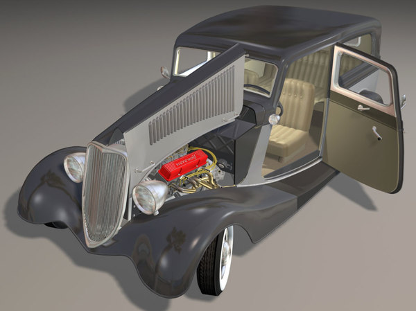 3dsmax 34 sedan hot rod - 34 Sedan Hot Rod sbv8 4brl dual quad... by iw43d