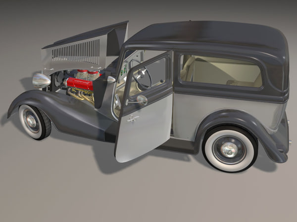 3dsmax 34 sedan hot rod - 34 Sedan Hot Rod sbv8 4brl dual quad... by iw43d