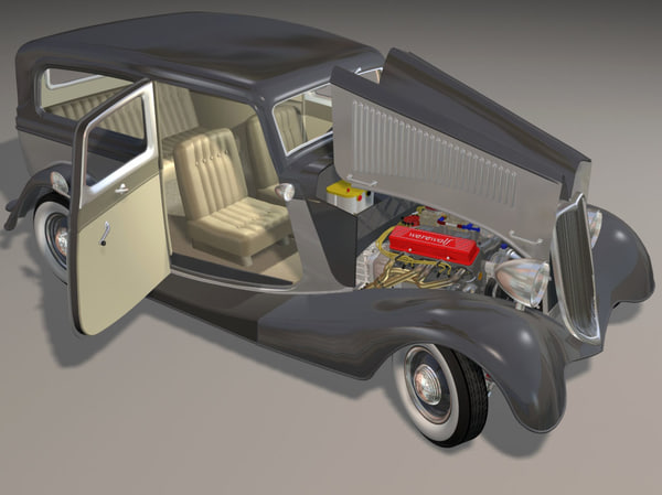 3dsmax 34 sedan hot rod - 34 Sedan Hot Rod sbv8 4brl dual quad... by iw43d