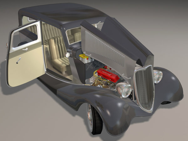 3dsmax 34 sedan hot rod - 34 Sedan Hot Rod sbv8 4brl dual quad... by iw43d