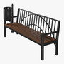 3d park bench set