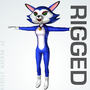 3d model costumed feline rigged cat