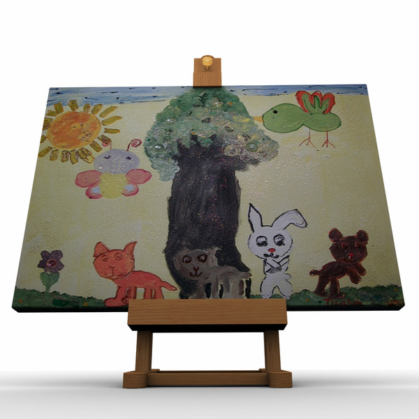 3d model easel painting - Easel and Painting... by mzubak