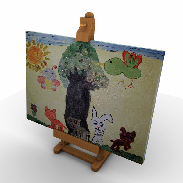 3d model easel painting - Easel and Painting... by mzubak