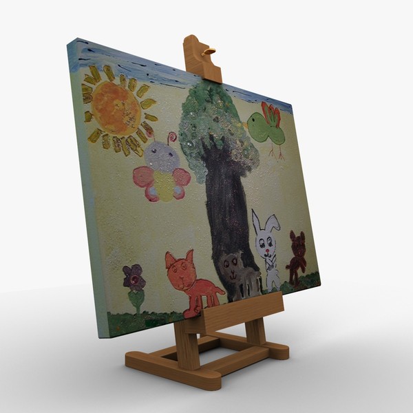 3d model easel painting - Easel and Painting... by mzubak