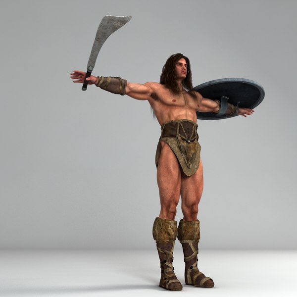 3d warrior weapon shield - Warrior Man Model... by Alpha3DMax
