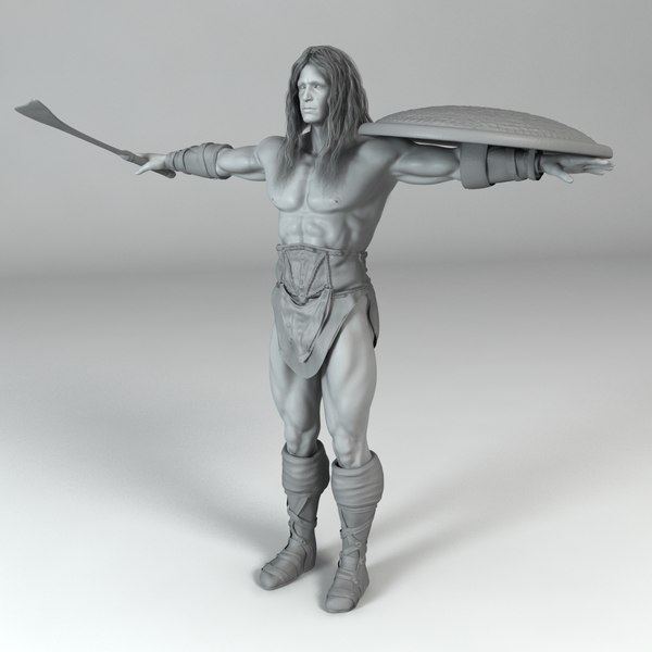 3d warrior weapon shield - Warrior Man Model... by Alpha3DMax
