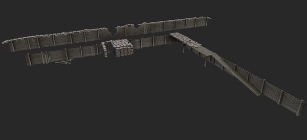 trench polygonal obj - Trench System Low Modular... by tuann123