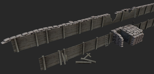trench polygonal obj - Trench System Low Modular... by tuann123