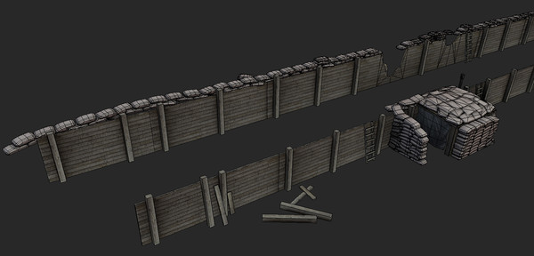 trench polygonal obj - Trench System Low Modular... by tuann123