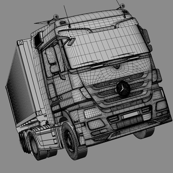 3d mercedes actros semitruck containers model - Mercedes Actros with containers semitruck... by ArqArt3D