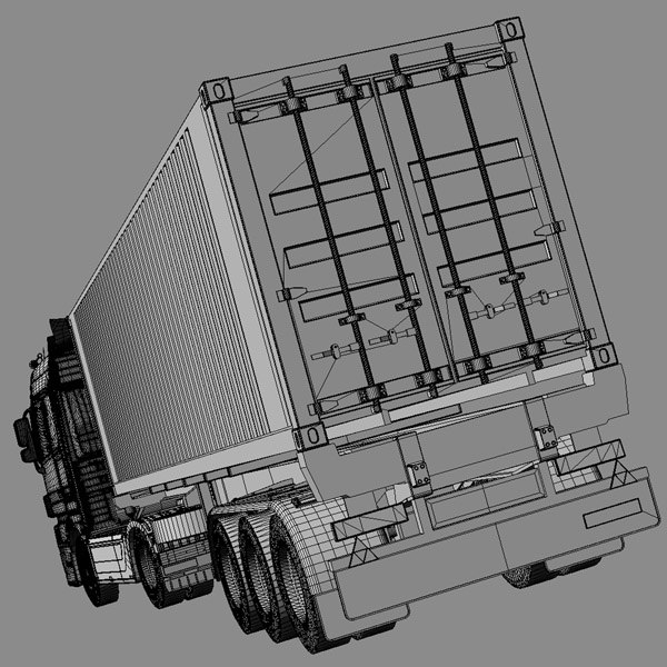 3d mercedes actros semitruck containers model - Mercedes Actros with containers semitruck... by ArqArt3D