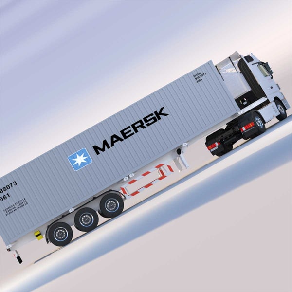 3d mercedes actros semitruck containers model - Mercedes Actros with containers semitruck... by ArqArt3D