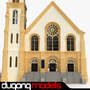 baptist church interior exterior 3d model