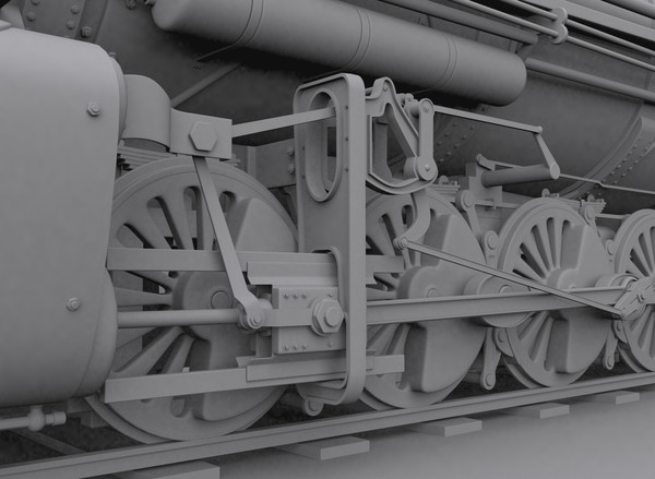 3ds max steam locomotive - Steam locomotive... by cyberniee