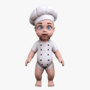3d cartoon baby little cook model