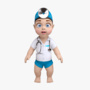 3d cartoon baby little doctor model