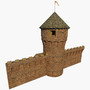 3d model of realistic medieval castle tower