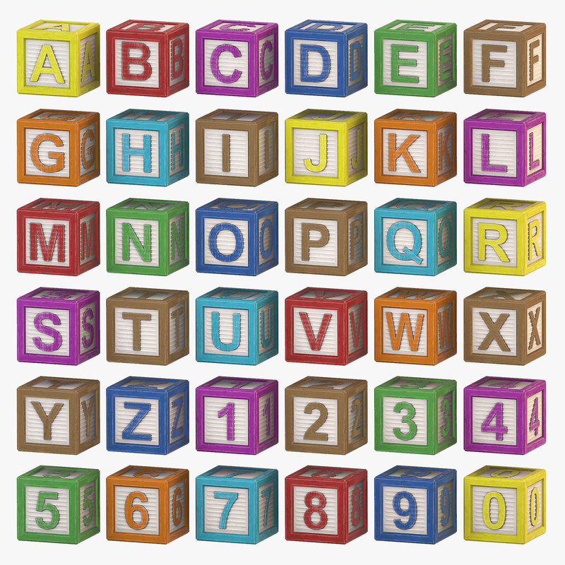 alphabet wood color 3d model