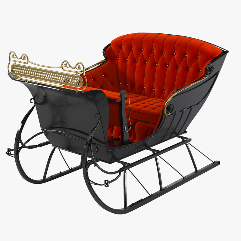 3d vintage horse open sleigh
