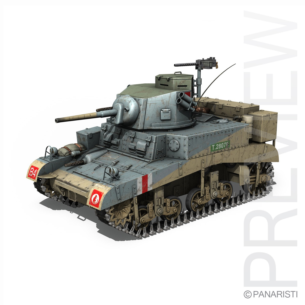 Char M3 Stuart MiM - Miniature Collection - 70mm - Cadeau Pour Amateurs D'histoire Militaire