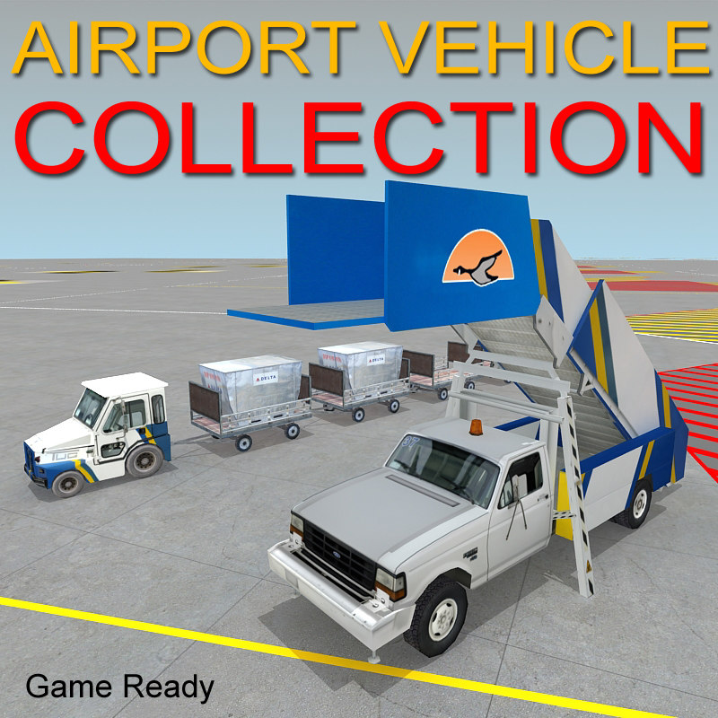 airport vehicle tow stair 3d model