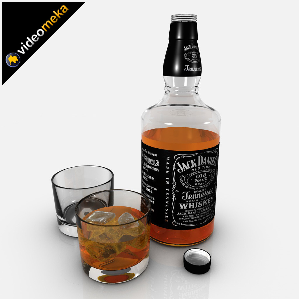 3d jack daniels whiskey bottle glass model