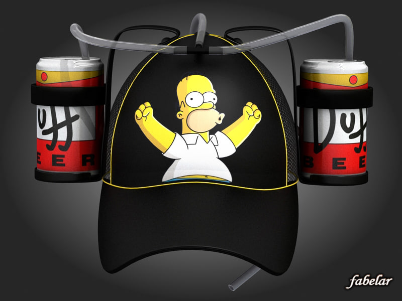 3d model homer simpson beer hat