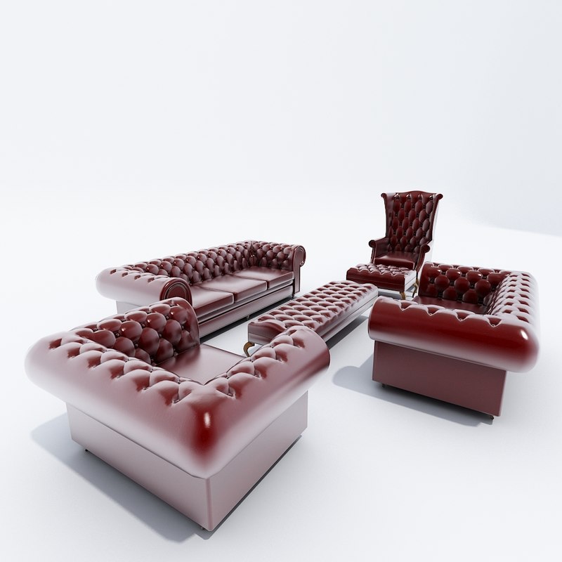chesterfield sofa set 3d obj chesterfield sofa set 3d obj