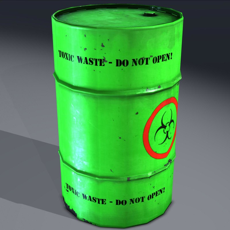 3d industrial barrel toxic hazardous model