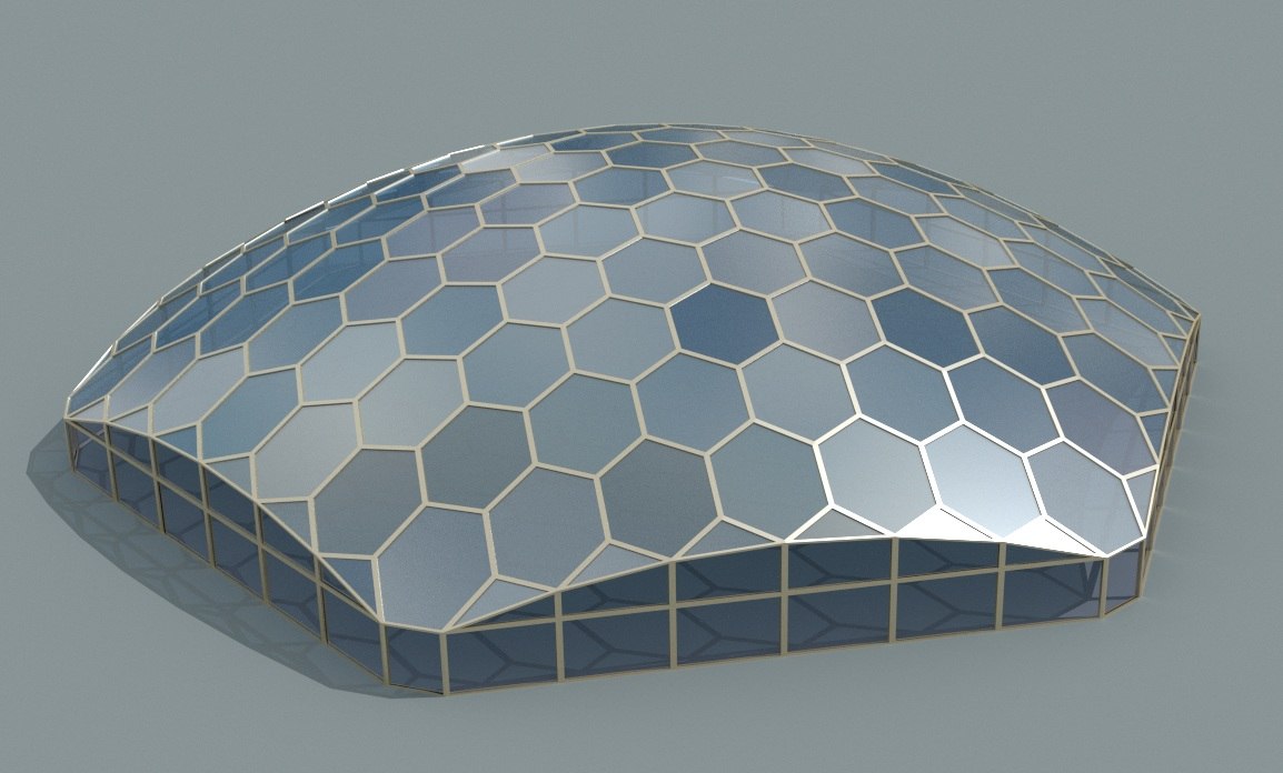hexagon glass dome obj