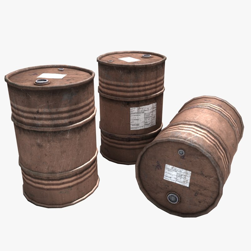 3d model oil gasoline barrels