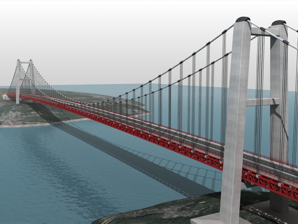 suspension bridge 3d model
