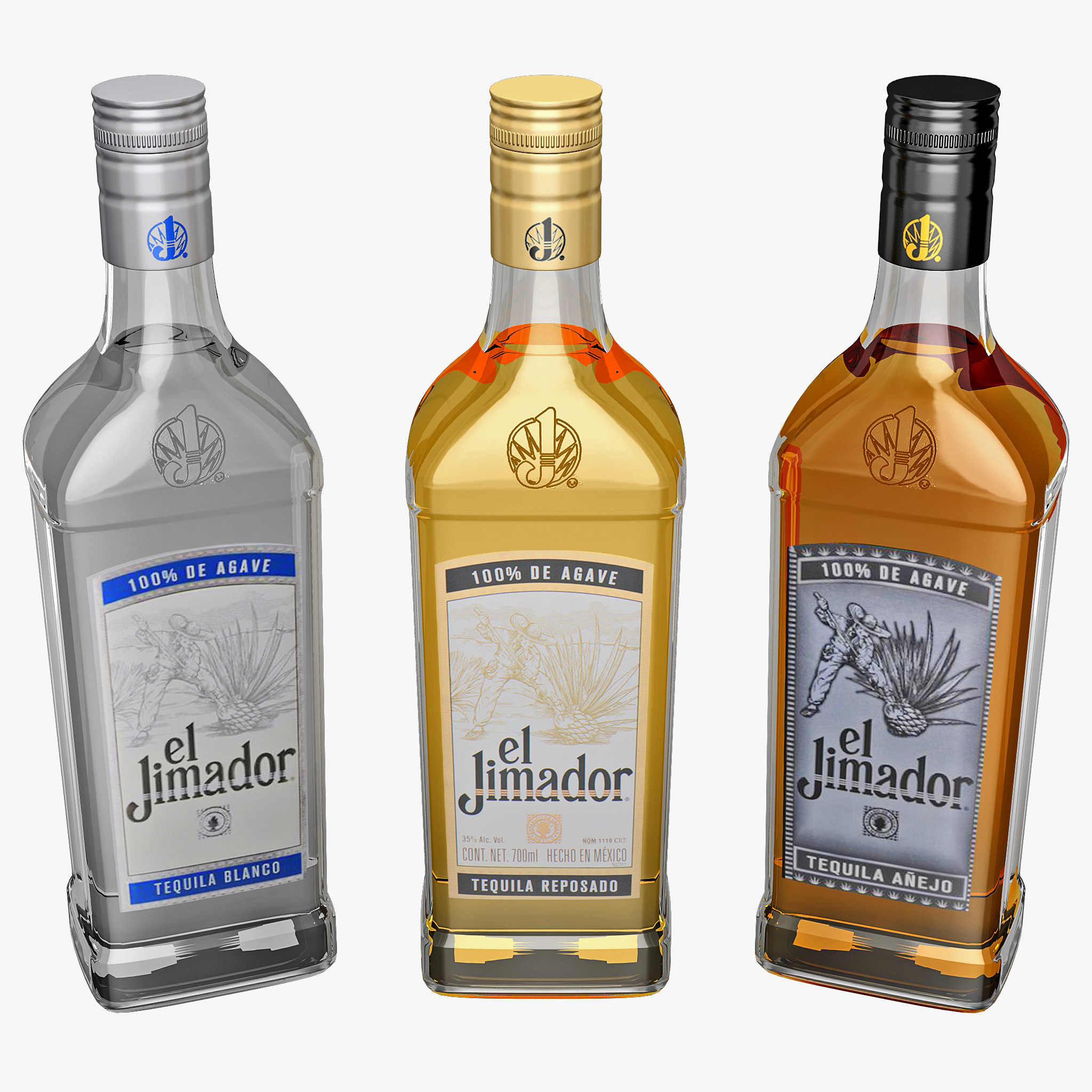 el jimador tequila bottles 3d model