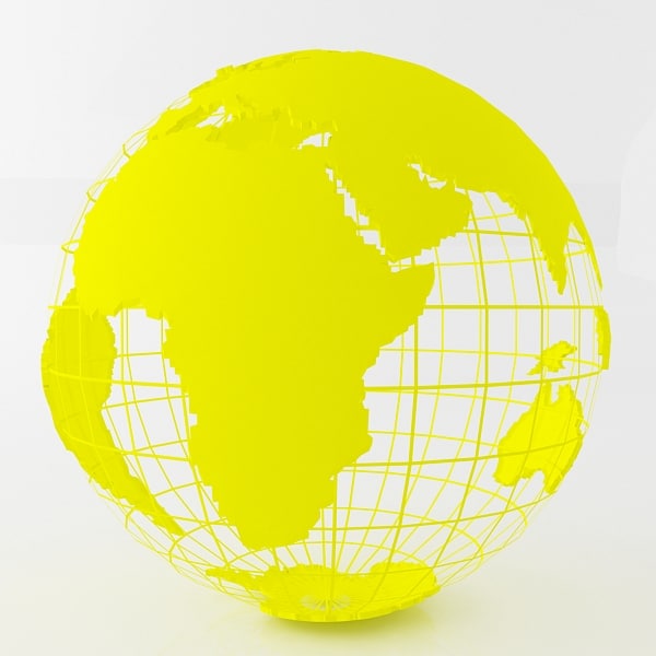 yellow earth globe 3d model