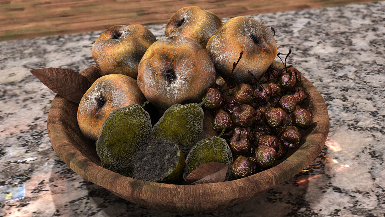 3d model moldy fruit basket