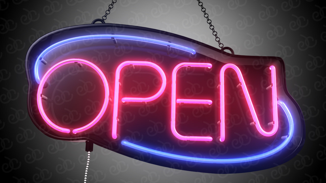 neon open sign 3d model