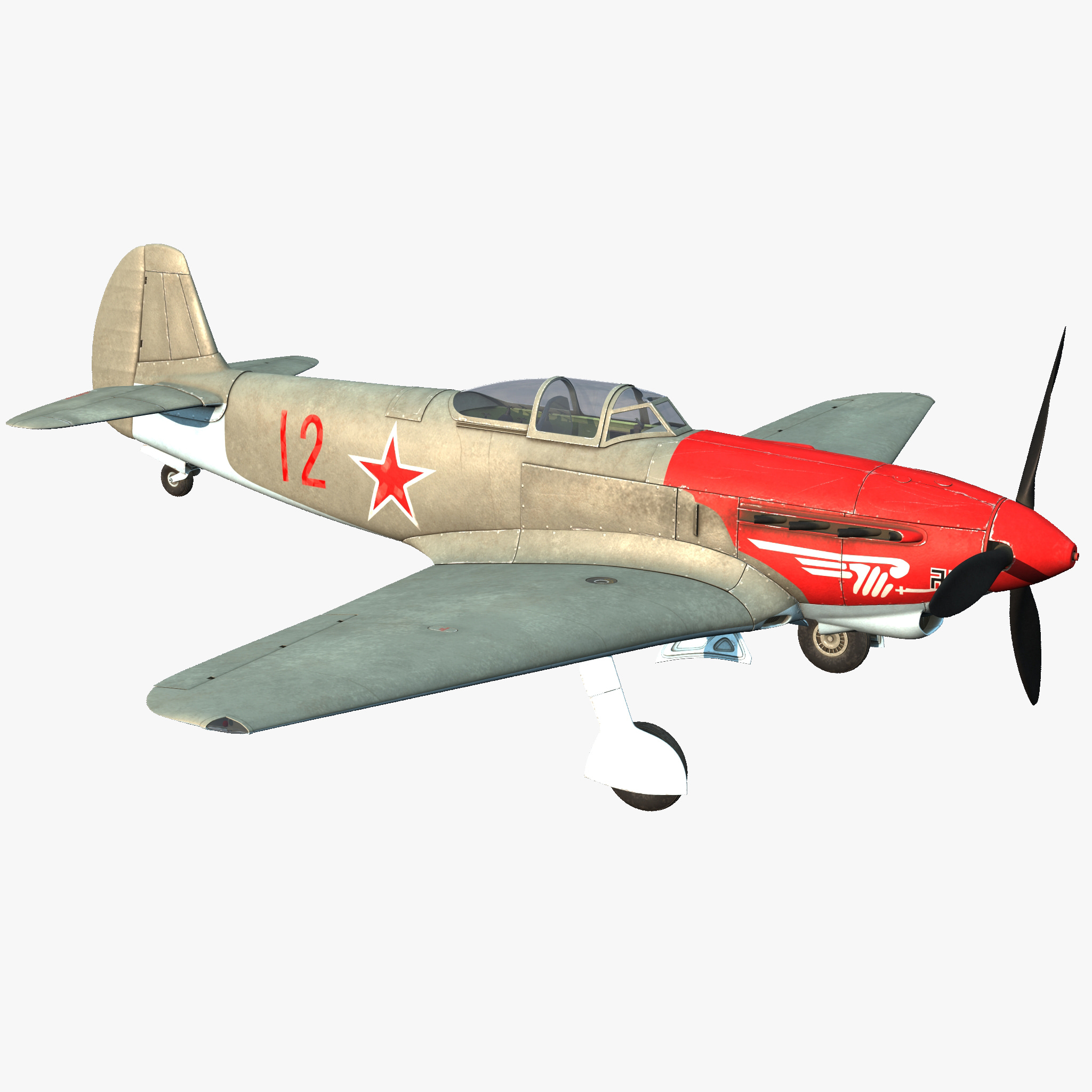 Yakovlev Yak-9 Soviet World War II Fighter airplane 3d model by 3d_molier