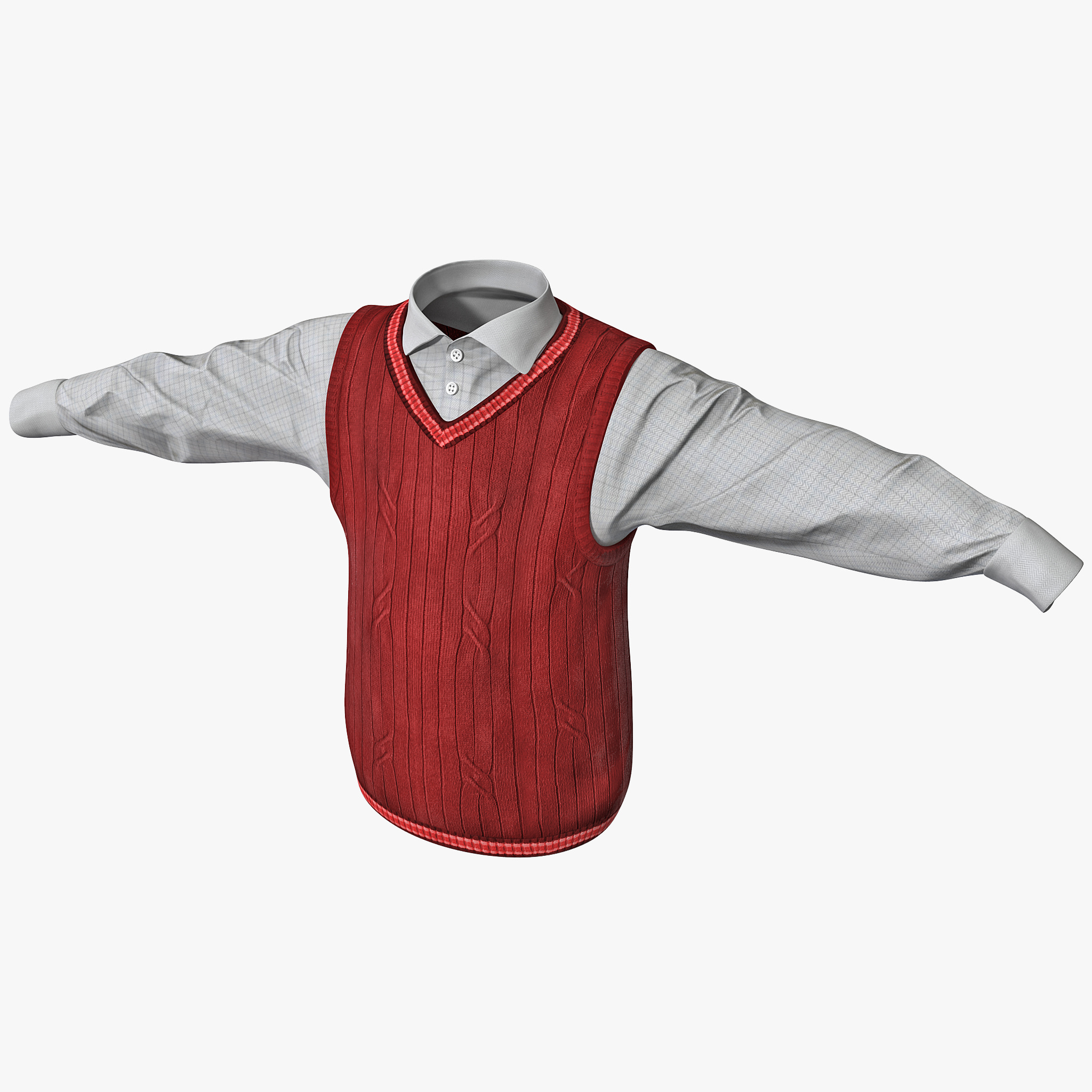 clothing Shirt and Vest sweater 3d model by 3d_molier vray